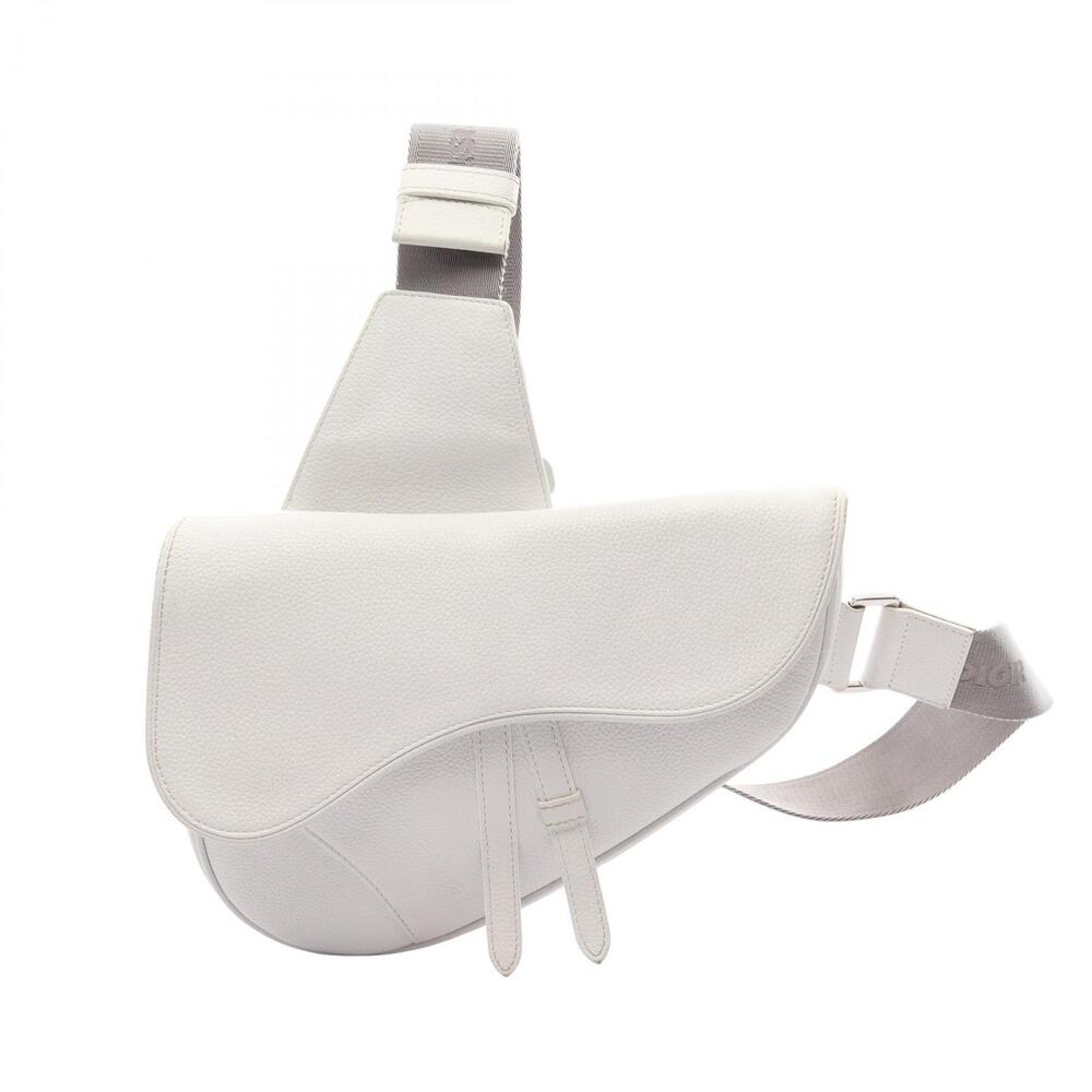 Christian Dior Saddle Bag Waist Body Leather White